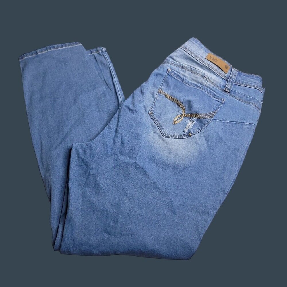 Ymi Wanna Betta Butt? Womens Skinny Jeans 20W Distressed Light Wash Mid Rise